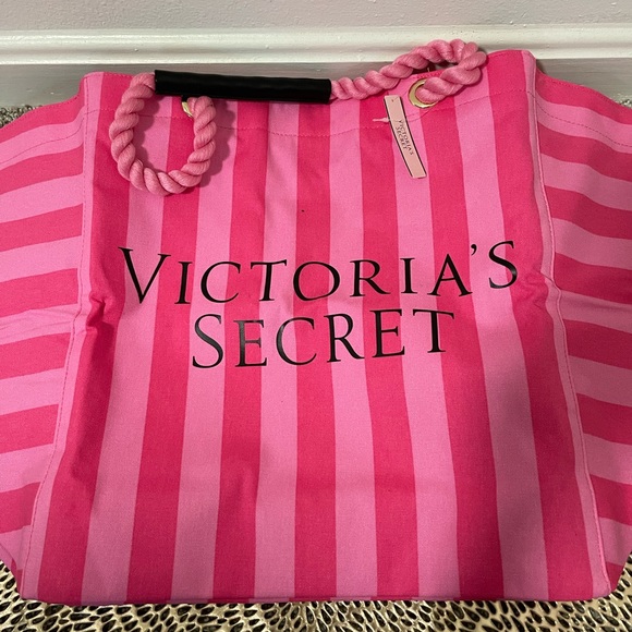 NEW, Victoria's Secret Pink Striped Canvas Weekender Tote. - Picture 10 of 10